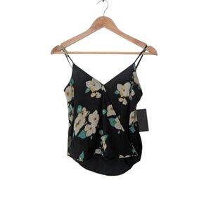 NWT Free Press Floral Black Wrap Tank Top